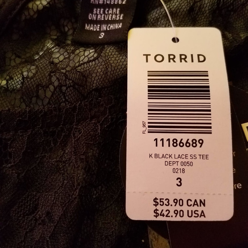 torrid runway black lace button shirt
